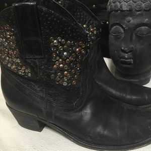 Vintage‎ Chocolate Blue  moto. boots size 7.5